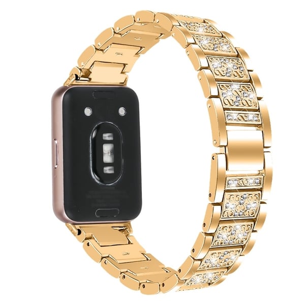 Samsung Galaxy Fit3 SM-R390 hihnan korvaava kiiltävä strassi metalli Smart Watch Band - Kulta