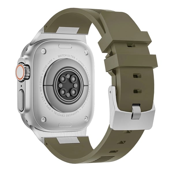 Apple Watch Series 49mm - 45mm - 44mm - 42mm Armbånd - Sølv + Grønn Apple Watch Series 49mm - 45mm - 44mm - 42mm Armbånd - Sølv + Grønn