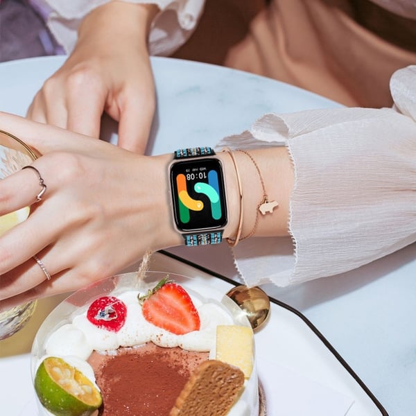 Samsung Galaxy Fit3 SM-R390 Elastisk håndledsbånd mønsterdesign urrem (sort spænde) - 4