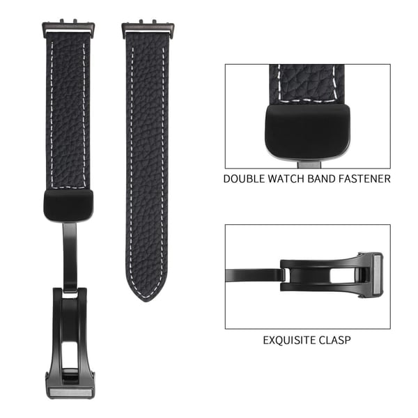 Samsung Galaxy Fit3 Klokkerem Litchi Texture Ekte ku skinn Magnetisk armbånd - Brun