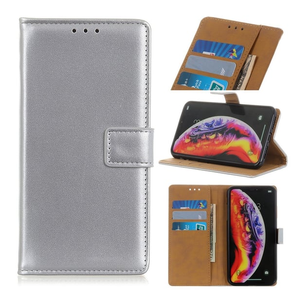 Lompakko Stand Nahka Suojaava puhelinsuoja Samsung Galaxy A40 - Hopea