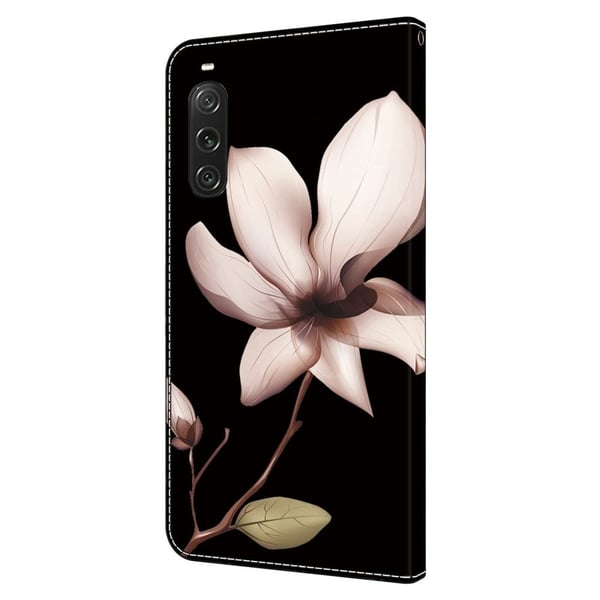 For Sony Xperia 10 V Beskyttende etui 3D-mønster utskrift skinn lommebok telefondeksel - Rosa Blomst