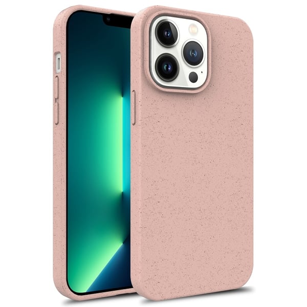 Til iPhone 16 Pro-etui Miljøvenligt hvedestrå+TPU-beskyttende telefonetui - Lyserød