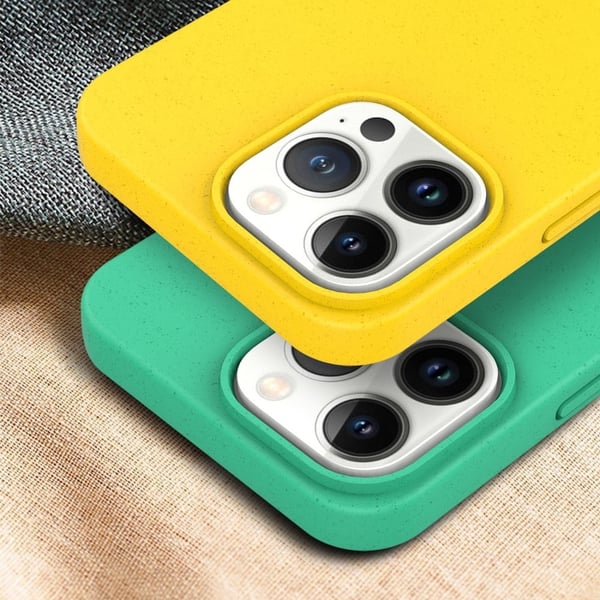 Til iPhone 16 Pro-etui Miljøvenligt hvedestrå+TPU-beskyttende telefonetui - Lyserød