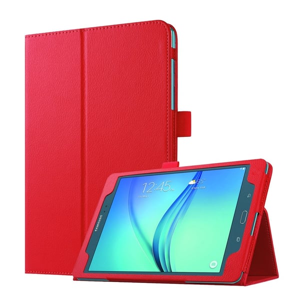 Litchi Skin læderetui til Samsung Galaxy Tab A 9.7 T550 T555 med stativ - Rød Litchi Skin læderetui til Samsung Galaxy Tab A 9.7 T550 T555 med stativ - Rød