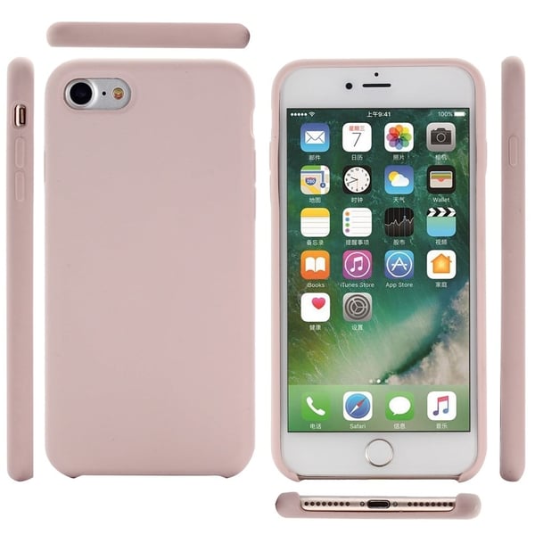 Edge Wrapped Liquid Silicone Phone Protection Case Cellphone Shell til iPhone 7/8/SE (2020)/SE (2022) - Lyserød