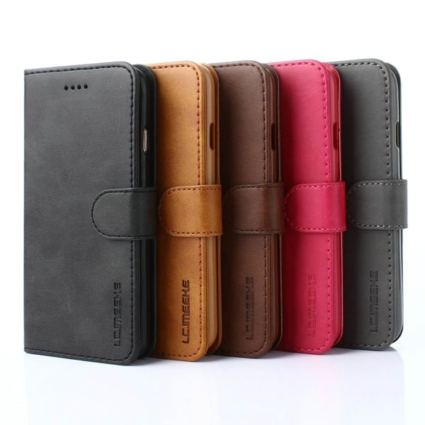 LC.IMEEKE Magnetisk lukking PU lærveske Folio Stand Flip Wallet Deksel for iPhone SE (2020)/SE (2022)/8/7 4,7 tommer - Rose