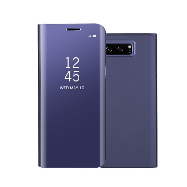 För Samsung Galaxy Note 8 N950 Pläterad spegelyta med informationsvy Telefonfodral i läder med stativ - Lila