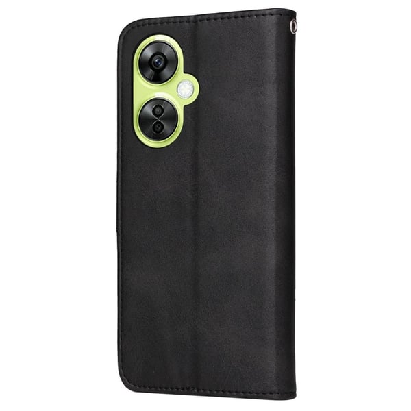 Lompakko Stand Asia OnePlus Nord CE 3 Lite 5G / N30 5G / Oppo K11x 5G PU Nahka vasikka tekstuuri puhelin kansi - Musta