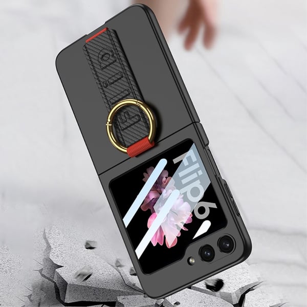 GKK For Samsung Galaxy Z Flip6 5G Etui Ringholder Håndrem PC-telefondeksel med bakre skjermfilm - Lilla