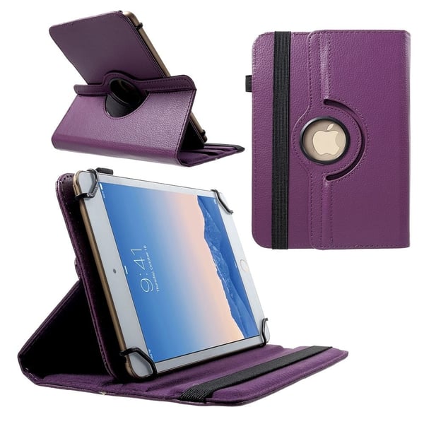 Anti-drop 360-graders drejeligt stativ Litchi Texture Universal Leather Protective Case til 9-10 tommer tablet - Lilla