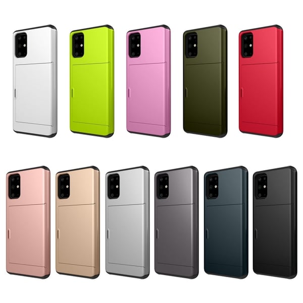 Korttipaikka PC + TPU hybridi puhelin tapauksessa Samsung Galaxy S20 4G/S20 5G - Kellanvihreä