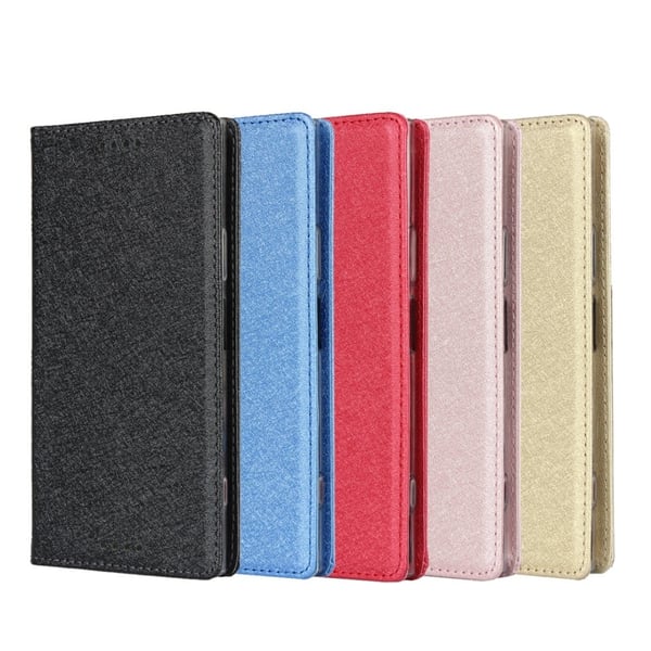 Silk Skin Wallet Stand Leather Protective Phone Case til Sony Xperia XZ1 - Sort
