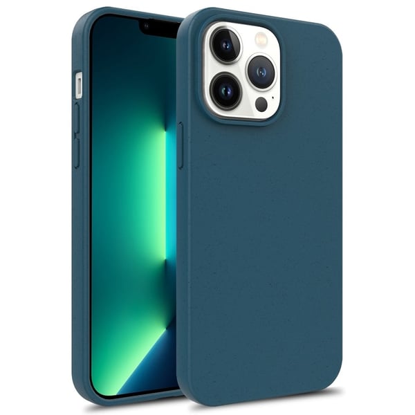 For iPhone 16 Pro-etui Miljøvennlig hvetestrå + TPU-beskyttende telefonveske - Blå