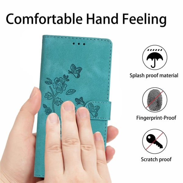 Skinnveske med blomsteravtrykk for Sony Xperia 5, lommebokstativ mobiltelefonbeskyttende deksel - Himmelblå