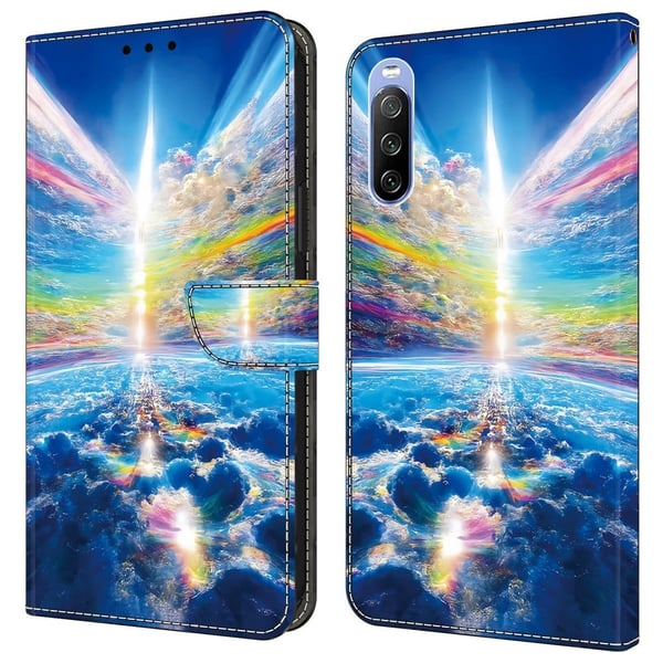Sony Xperia 10 V magneettinen asia PU nahka r kuvio tulostus puhelin lompakko kansi - Värikäs Taivas Sony Xperia 10 V magneettinen asia PU nahka r kuvio tulostus puhelin lompakko kansi - Värikäs Taivas