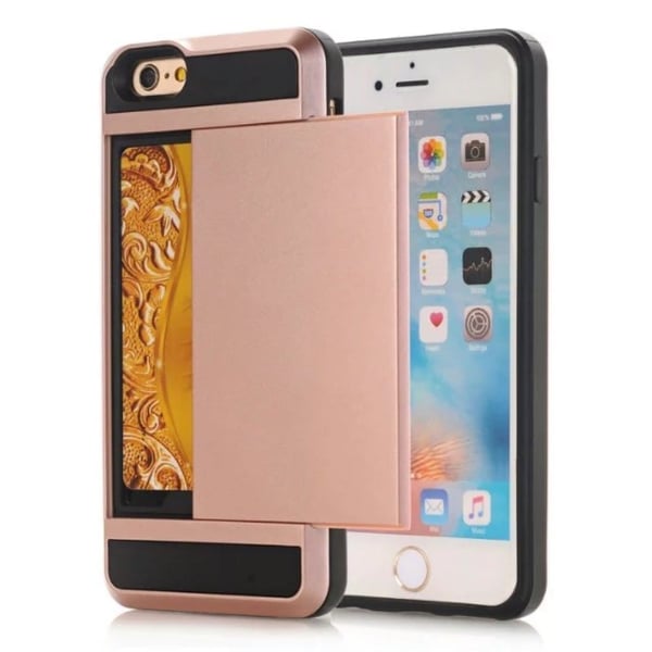 Ripesikker skyvekortholder PC + TPU hybridveske for iPhone SE (2020)/SE (2022)/8/7 4,7 tommer - Svart Ripesikker skyvekortholder PC + TPU hybridveske for iPhone SE (2020)/SE (2022)/8/7 4,7 tommer - Svart