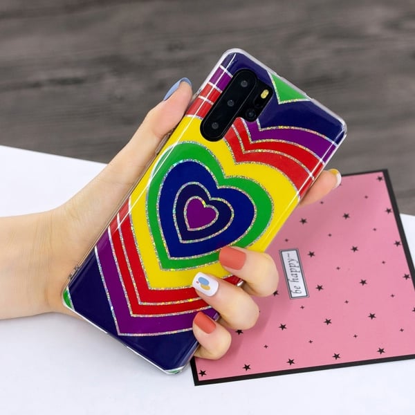 Galvanisering IMD Marmor Mønster Udskrivning Fleksibel TPU Cover Case til Huawei P30 Pro - Hjerte