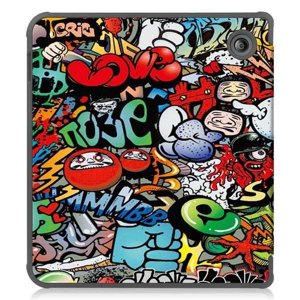 For Kobo Libra Fargetui med automatisk dvalemodus / vekkemønster for utskrift av e-leser-deksel - Graffiti