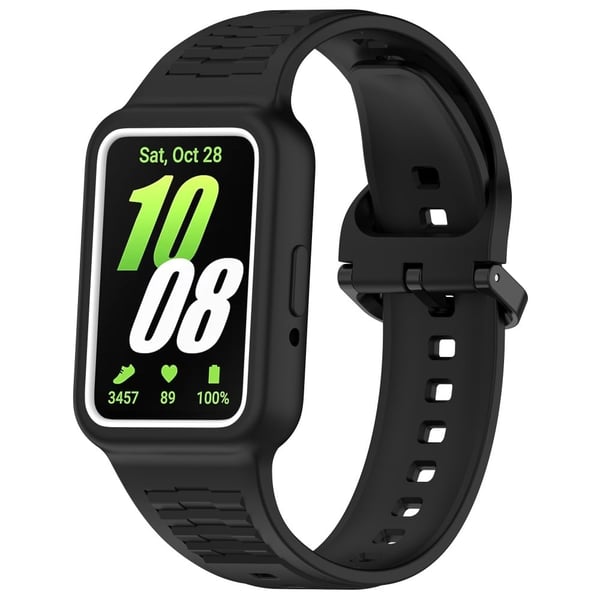 Samsung Galaxy Fit3 SM-R390 Erstatningsarmbånd i myk silikon med etui - Svart