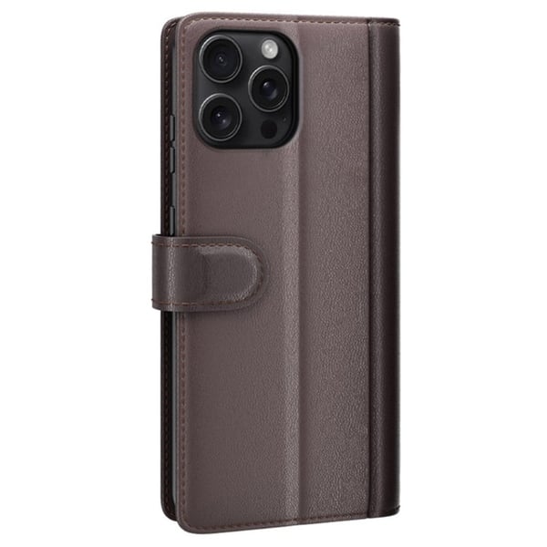 Aito nahkakotelo luottokorttipaikoilla iPhone 16 Pro Max - Ruskea