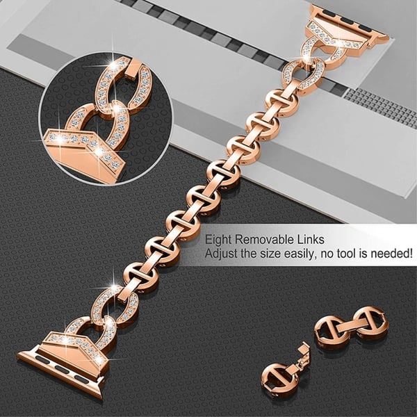 Apple Watch (41 mm) kul klokkerem med rhinestone-dekor - Rose Gull
