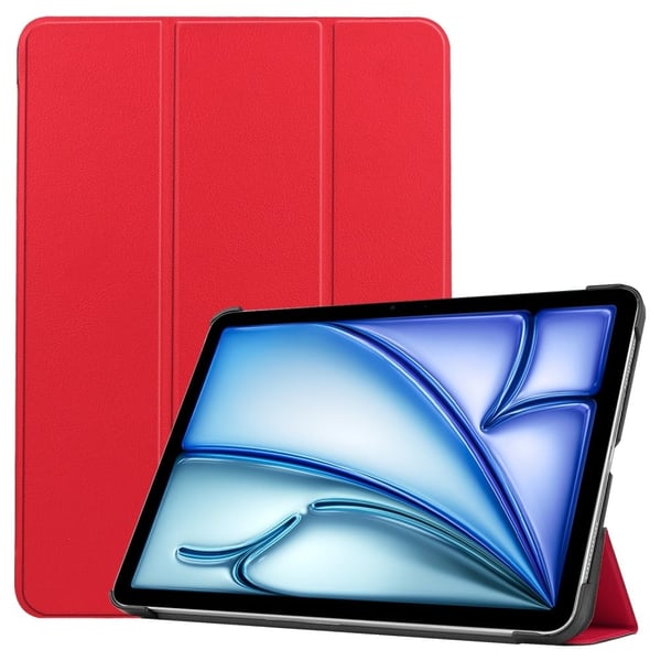 iPad Air 13 (2024) Etui Auto Wake / Sleep Tri-fold stand Læder Tablet Cover - Rød iPad Air 13 (2024) Etui Auto Wake / Sleep Tri-fold stand Læder Tablet Cover - Rød