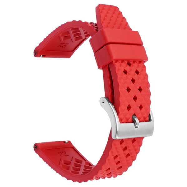 Huawei Watch GT 4 46mm / 4 Pro Strap 22mm Fluorubber Watchband - Rød + Sølvspenne Huawei Watch GT 4 46mm / 4 Pro Strap 22mm Fluorubber Watchband - Rød + Sølvspenne