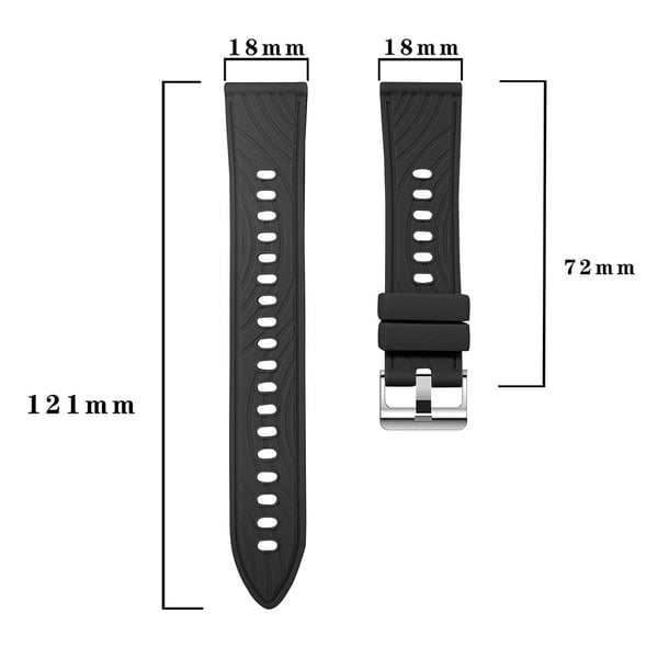 Huawei Watch GT 4 41mm / Xiaomi Mi Watch Silikoninauha 18mm Teksturoitu kellohihna - Pinkki + Musta Solki