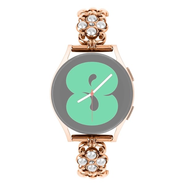 Huami Amazfit Pop Pro erstatningsarmbånd Pearl Four Leaf Clover Design rustfritt stål klokkerem - Rose Gull