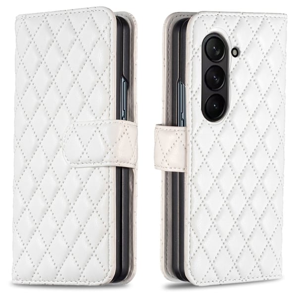 Rombemønster, matt flip-deksel for Samsung Galaxy Z Fold6 - Hvit