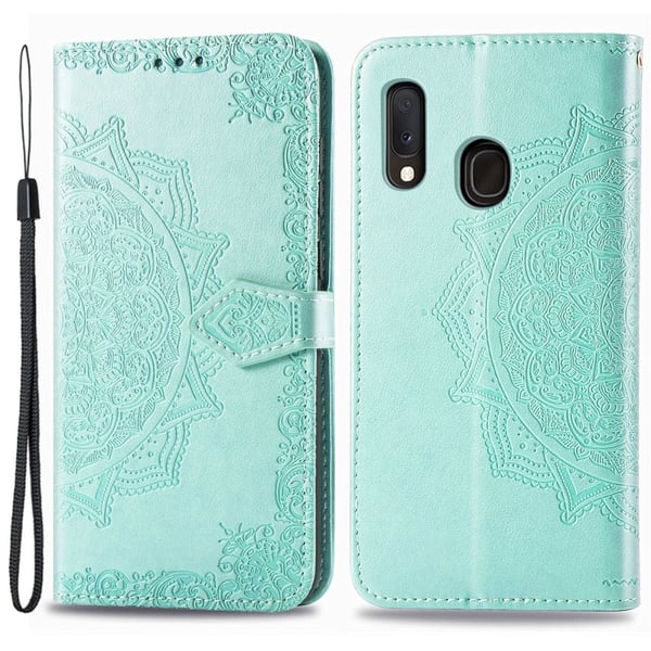 Mandala läder Samsung Galaxy A20e fodral - Grön Mandala läder Samsung Galaxy A20e fodral - Grön