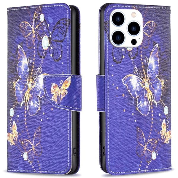 Wonderland iPhone 16 Pro flip kuoret - Violetti Perhosia Wonderland iPhone 16 Pro flip kuoret - Violetti Perhosia