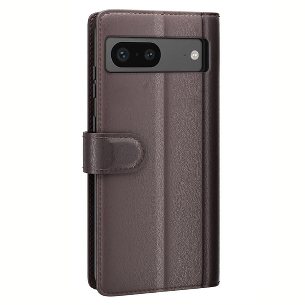 Ekte lærdeksel med kredittkortspor for Google Pixel 7 - Brun