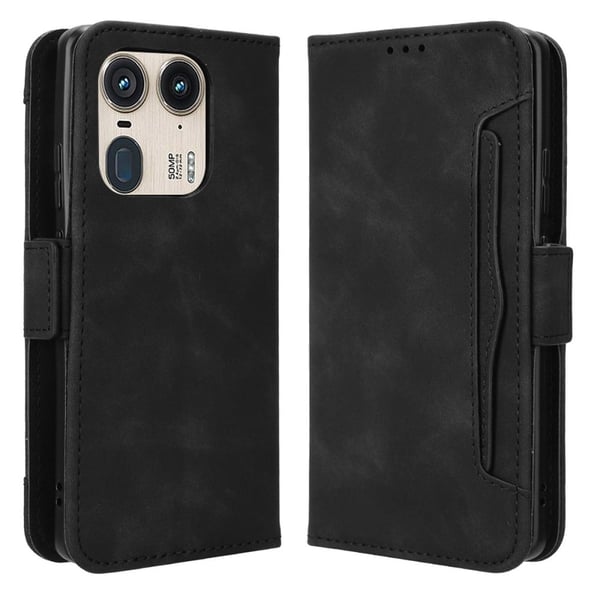 Lommebok-etui i moderne skinn-design Motorola Edge 50 Ultra / Motorola Moto X50 Ultra - Svart