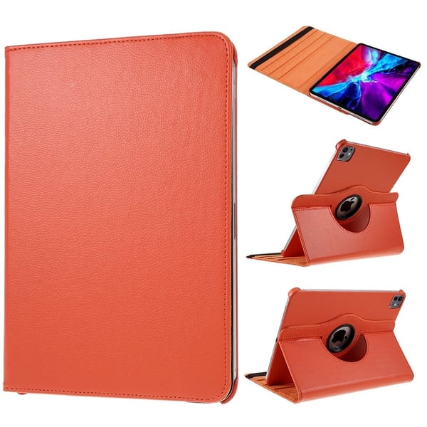 iPad Pro 13 (2024) Etui i vegansk læder Tablet Cover 360 graders roterende stativ - Orange