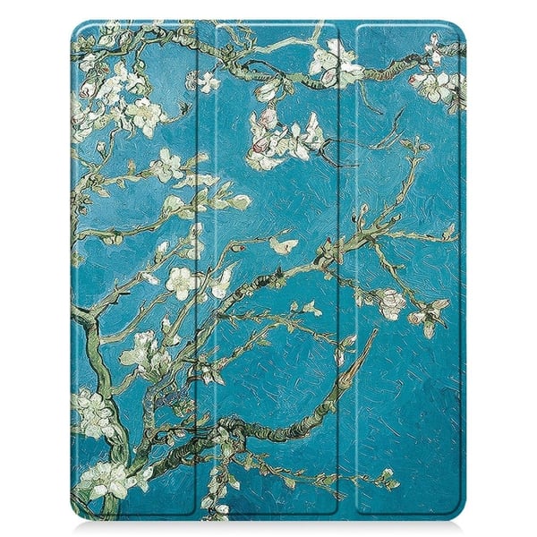 iPad Pro 13 (2024) nettbrettveske med mønsterutskrift Tri-Fold-stativ Lær og fleksibelt deksel med pennholder - Aprikosblomst