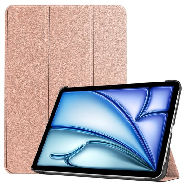 iPad Air 11 (2024) Case Vegan Leather Protective Tri-fold stand Smart Cover - Rose Gold iPad Air 11 (2024) Case Vegan Leather Protective Tri-fold stand Smart Cover - Rose Gold
