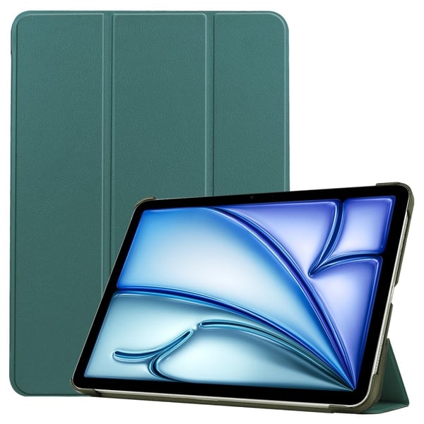 iPad Air 11 (2024) Case Vegan Leather Protective Tri-fold stand Smart Cover - Blackish Green iPad Air 11 (2024) Case Vegan Leather Protective Tri-fold stand Smart Cover - Blackish Green