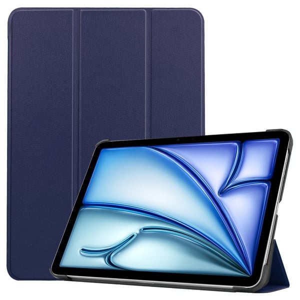 iPad Air 13 (2024) Etui med automatisk vekking/søvn Tri-fold stativ Lærdeksel til nettbrett - Blå