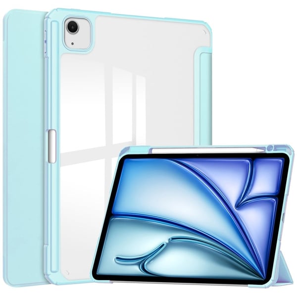 iPad Air 13 (2024) Case Vegan Leather Clear Acrylic Tablet Cover Support Auto Sleep / Wake - Baby Blue iPad Air 13 (2024) Case Vegan Leather Clear Acrylic Tablet Cover Support Auto Sleep / Wake - Baby Blue