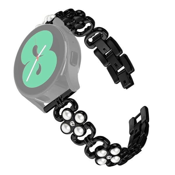 Garmin Forerunner 645 / Forerunner 645 Music Pearl Dekor Firkløverkløverklokkearmbånd i rustfritt stål - Svart Garmin Forerunner 645 / Forerunner 645 Music Pearl Dekor Firkløverkløverklokkearmbånd i rustfritt stål - Svart