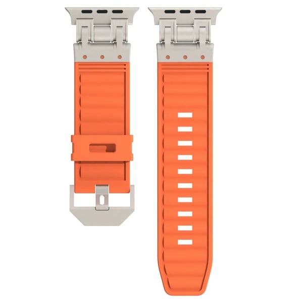 Apple Watch Ultra 2 Ultra 49mm / 9 8 7 45mm / 6 5 4 SE (2023) SE (2022) SE 44mm / 3 2 1 42mm Silikonrem Stripete Urarmbånd - Oransje
