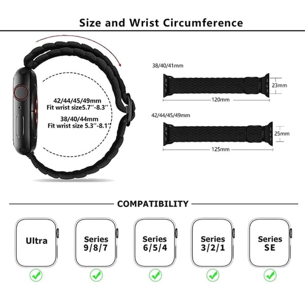 Apple Watch Series 9 8 7 41mm / 6 5 4 SE (2022) SE (2023) SE 40mm / 3 2 1 38mm Watchband Flettet nylonrem - Regnbue