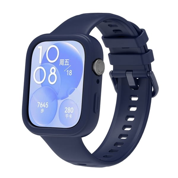 Huawei Watch Fit 3 silikoneetui hul stødsikkert urbeskyttelsesramme - Marine Blå