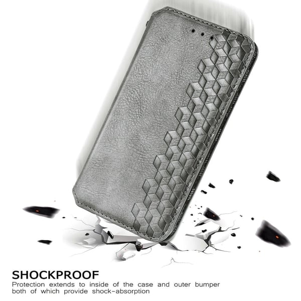 Skinn-etui med stilfult rombeavtrykk for iPhone SE 2020 / iPhone SE (2022) / iPhone 7 - Grå