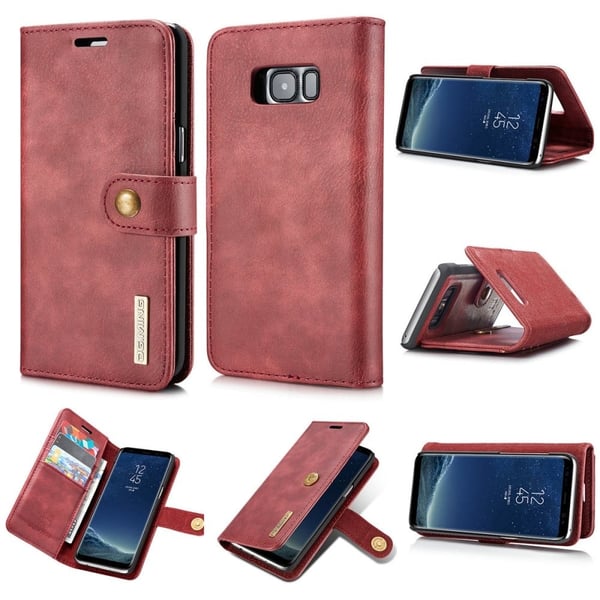 DG.MING Samsung Galaxy S8+ 2-in-1 lompakkokotelo - Punainen DG.MING Samsung Galaxy S8+ 2-in-1 lompakkokotelo - Punainen