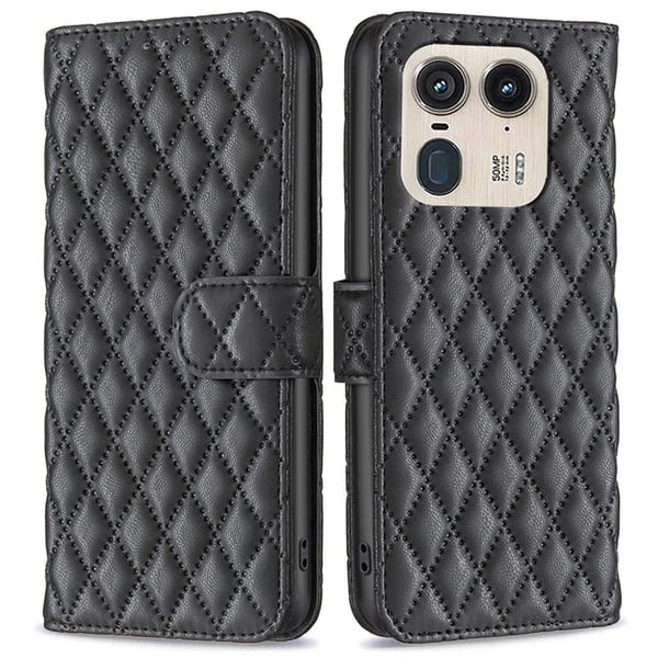 Rombuskuvioinen matta läppäkotelo Motorola Edge 50 Ultra / Motorola Moto X50 Ultra - Musta