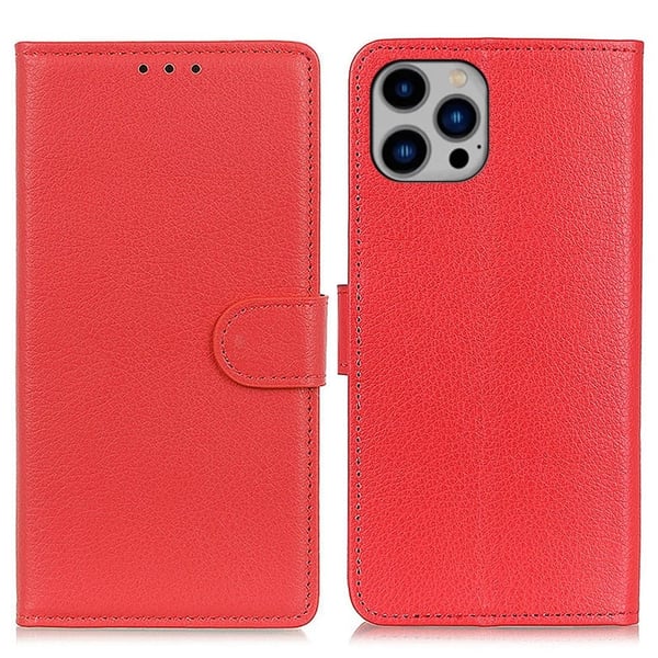Klassisk iPhone 16 Pro Max flip etui - Rød