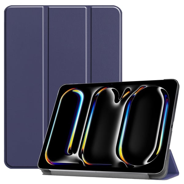 iPad Pro 11 (2024) støtsikkert etui og PU Auto Wake Sleep-nettbrettskall med trefoldig stativ - Blå